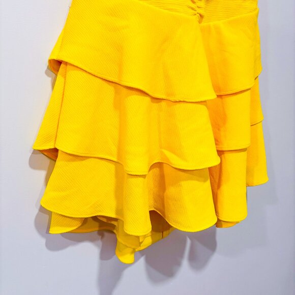 NBD Tweets Yellow Ruffled Open-Back Halter Mini Dress | Medium * - Picture 7 of 9